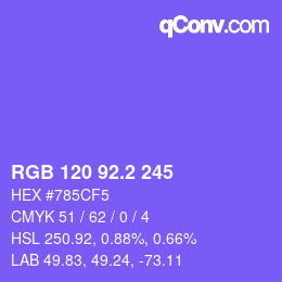カラーコード: RGB 120 92.2 245 | qconv.com