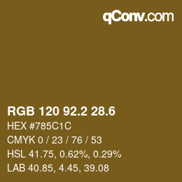 カラーコード: RGB 120 92.2 28.6 | qconv.com