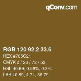 カラーコード: RGB 120 92.2 33.6 | qconv.com
