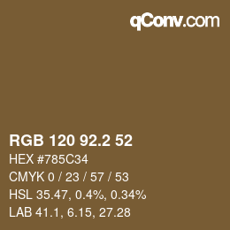カラーコード: RGB 120 92.2 52 | qconv.com