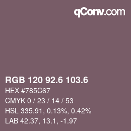 カラーコード: RGB 120 92.6 103.6 | qconv.com