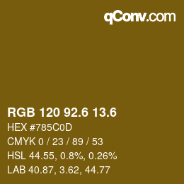 カラーコード: RGB 120 92.6 13.6 | qconv.com