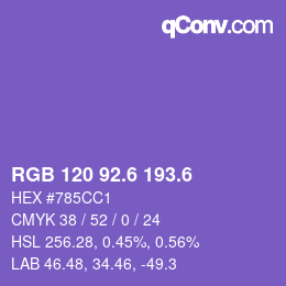 カラーコード: RGB 120 92.6 193.6 | qconv.com