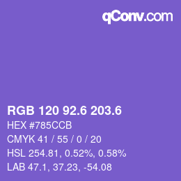 カラーコード: RGB 120 92.6 203.6 | qconv.com