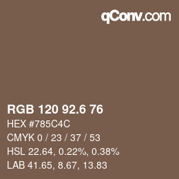 カラーコード: RGB 120 92.6 76 | qconv.com