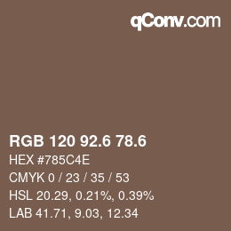 カラーコード: RGB 120 92.6 78.6 | qconv.com