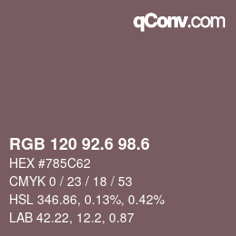 カラーコード: RGB 120 92.6 98.6 | qconv.com