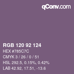 颜色代码: RGB 120 92 124 | qconv.com