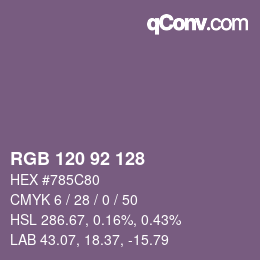 カラーコード: RGB 120 92 128 | qconv.com