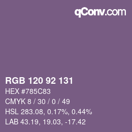 カラーコード: RGB 120 92 131 | qconv.com