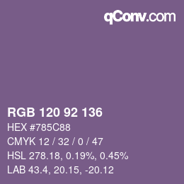 カラーコード: RGB 120 92 136 | qconv.com