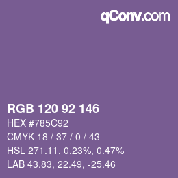 颜色代码: RGB 120 92 146 | qconv.com
