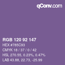 カラーコード: RGB 120 92 147 | qconv.com