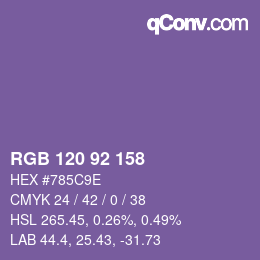 颜色代码: RGB 120 92 158 | qconv.com