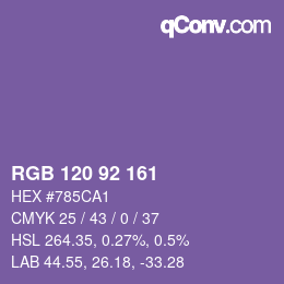 カラーコード: RGB 120 92 161 | qconv.com