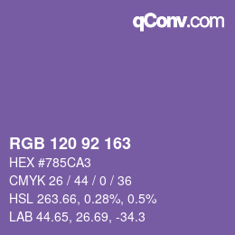 カラーコード: RGB 120 92 163 | qconv.com