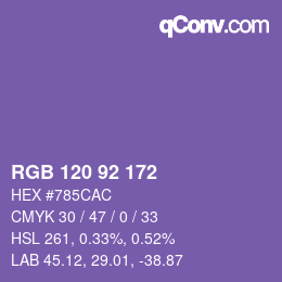 Farbcode: RGB 120 92 172 | qconv.com