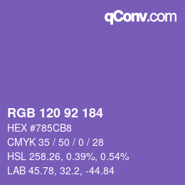 颜色代码: RGB 120 92 184 | qconv.com