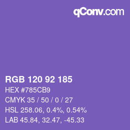颜色代码: RGB 120 92 185 | qconv.com