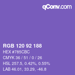 颜色代码: RGB 120 92 188 | qconv.com