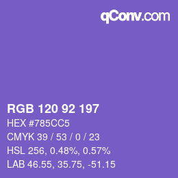 Color code: RGB 120 92 197 | qconv.com