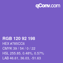 カラーコード: RGB 120 92 198 | qconv.com