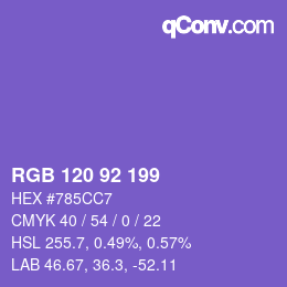 颜色代码: RGB 120 92 199 | qconv.com