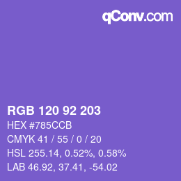 カラーコード: RGB 120 92 203 | qconv.com