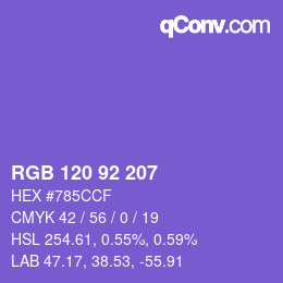 カラーコード: RGB 120 92 207 | qconv.com