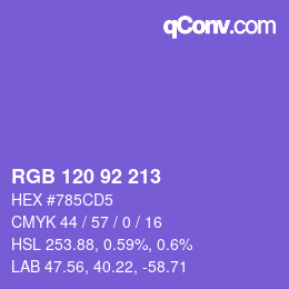 カラーコード: RGB 120 92 213 | qconv.com