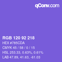 カラーコード: RGB 120 92 218 | qconv.com