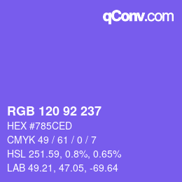 カラーコード: RGB 120 92 237 | qconv.com
