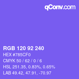 颜色代码: RGB 120 92 240 | qconv.com