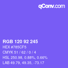 颜色代码: RGB 120 92 245 | qconv.com