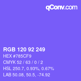 Color code: RGB 120 92 249 | qconv.com