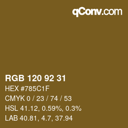 颜色代码: RGB 120 92 31 | qconv.com