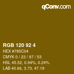 カラーコード: RGB 120 92 4 | qconv.com