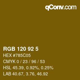 Color code: RGB 120 92 5 | qconv.com