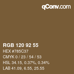 カラーコード: RGB 120 92 55 | qconv.com