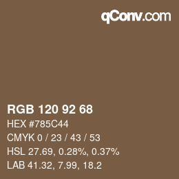 カラーコード: RGB 120 92 68 | qconv.com
