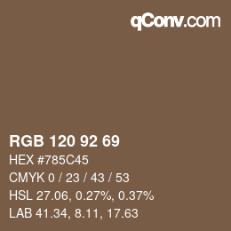 Color code: RGB 120 92 69 | qconv.com