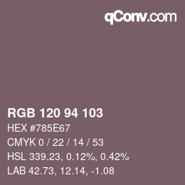 颜色代码: RGB 120 94 103 | qconv.com