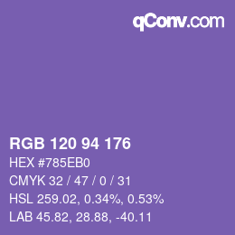 Color code: RGB 120 94 176 | qconv.com