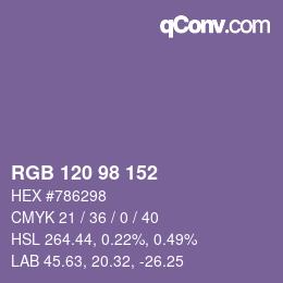 Farbcode: RGB 120 98 152 | qconv.com