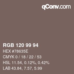 Código de color: RGB 120 99 94 | qconv.com