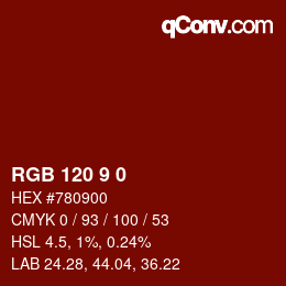 Color code: RGB 120 9 0 | qconv.com