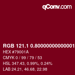 カラーコード: RGB 121.1 0.80000000000001 26 | qconv.com