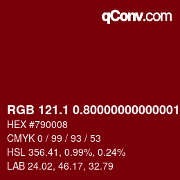 カラーコード: RGB 121.1 0.80000000000001 8 | qconv.com