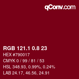 カラーコード: RGB 121.1 0.8 23 | qconv.com