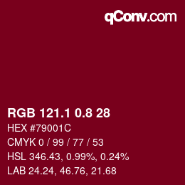 カラーコード: RGB 121.1 0.8 28 | qconv.com